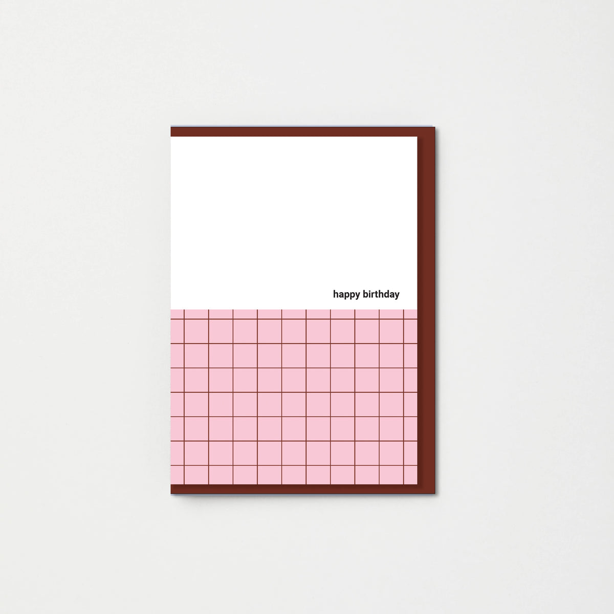Pink + Brown Grid birthday card