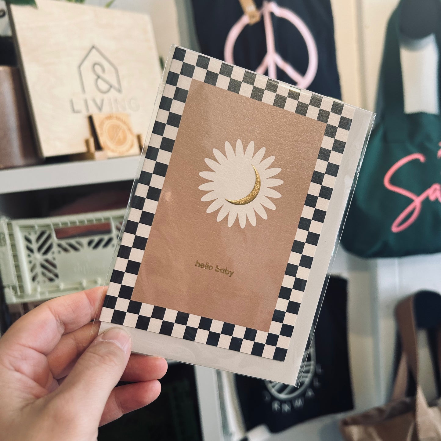 Hello Baby Gold moon Card