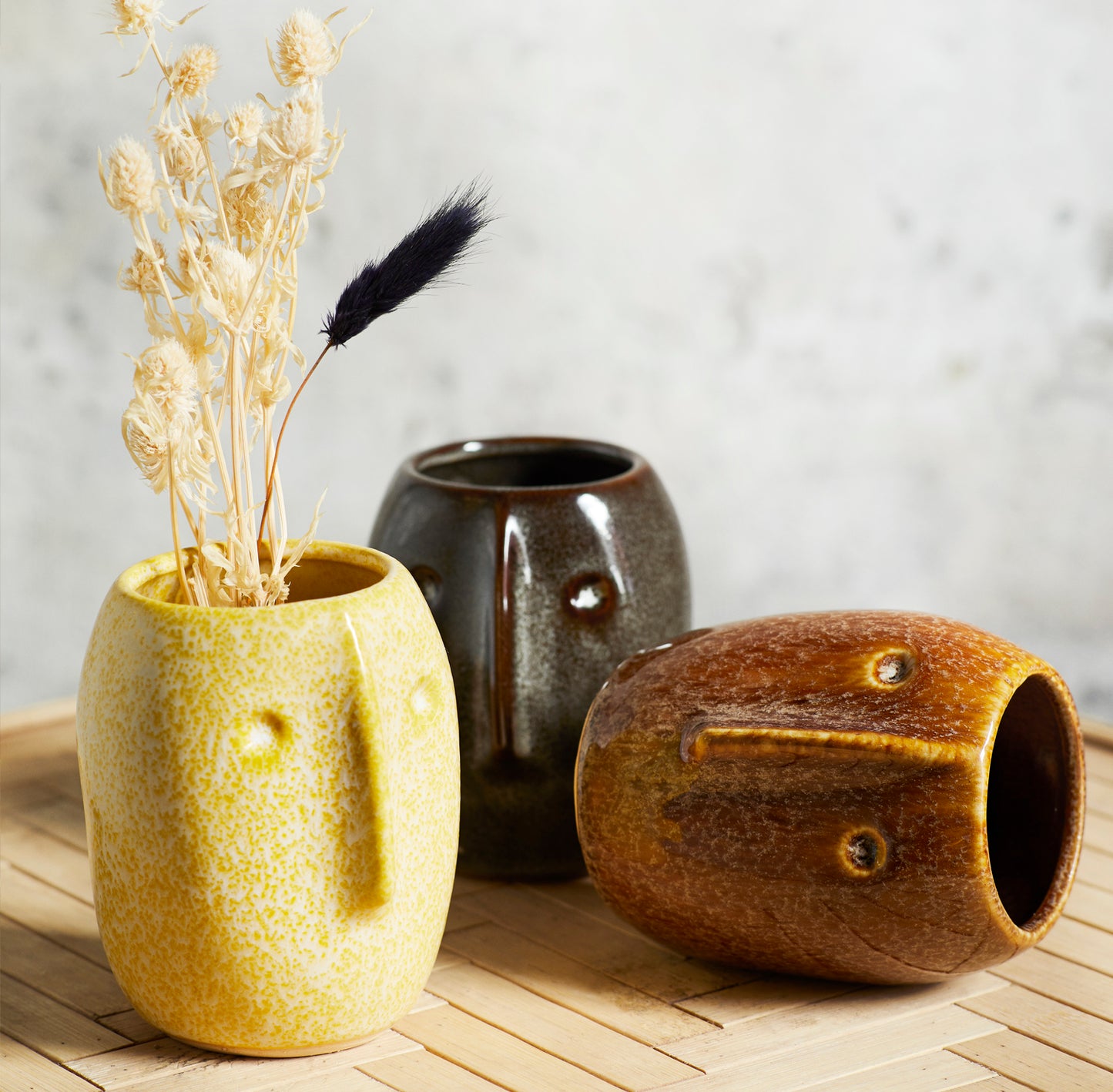 Long Face Small Plant Pot | Tan