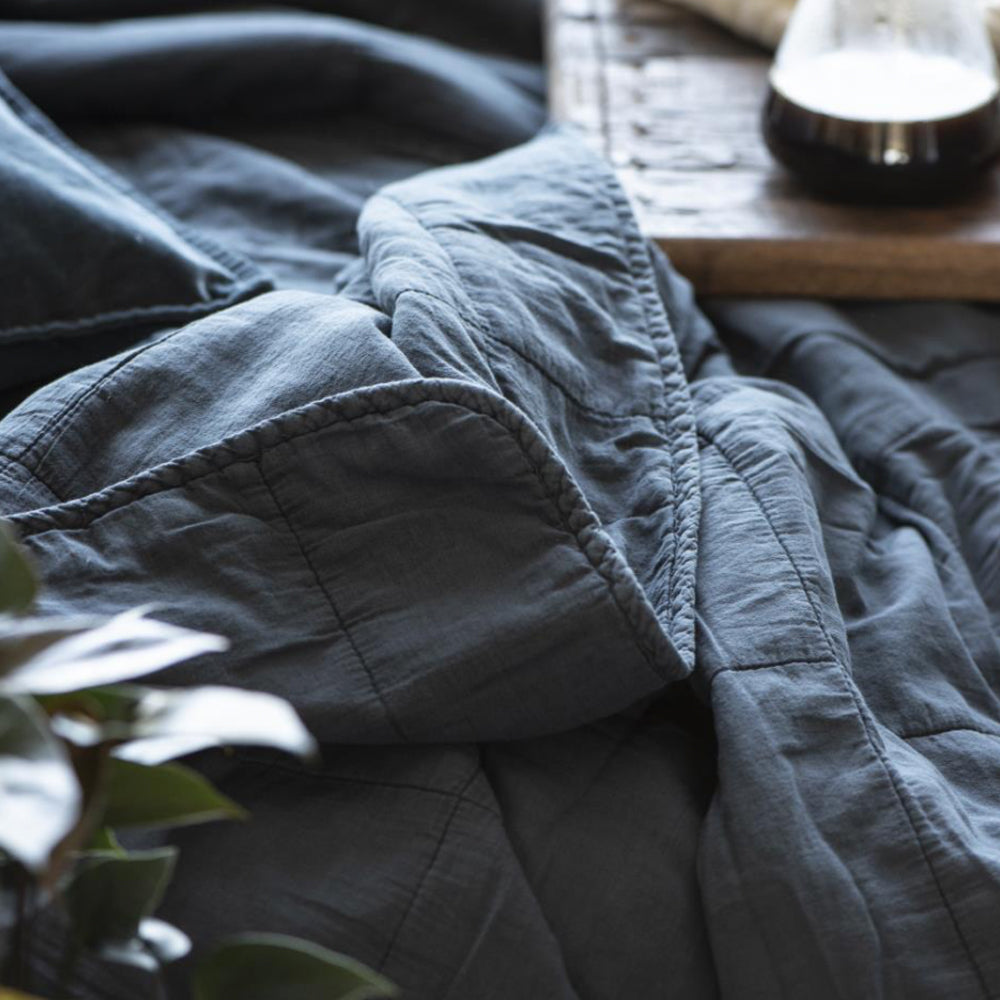 Scandi Vintage Style Quilt - Historical Blue
