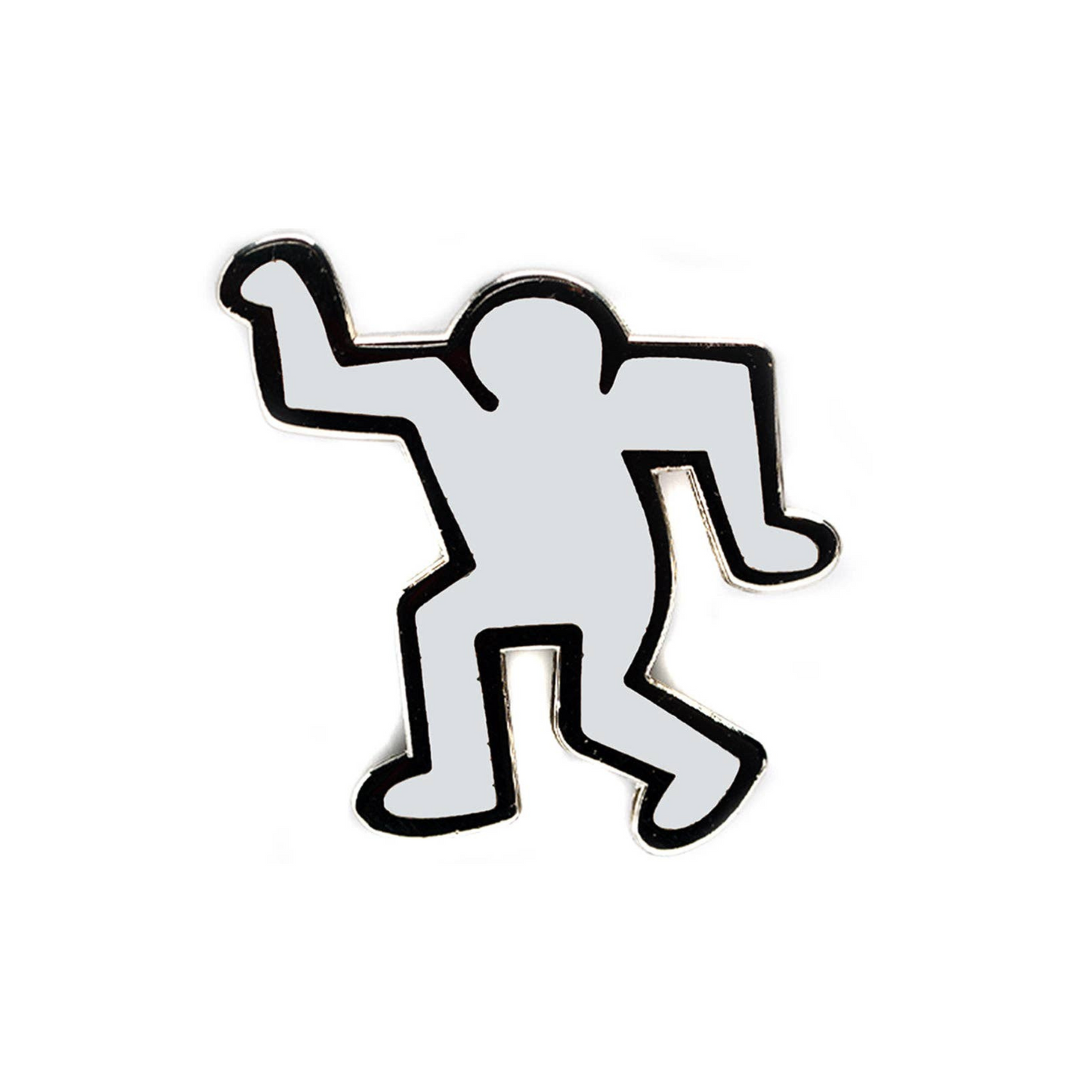 Keith Haring Dancing Man Pin -  White