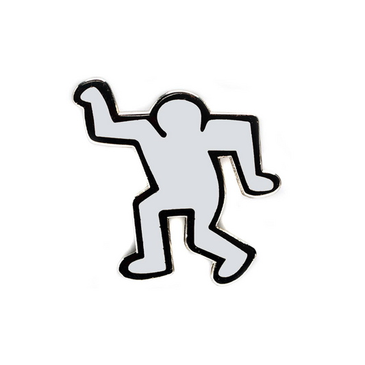 Keith Haring Dancing Man Pin -  White