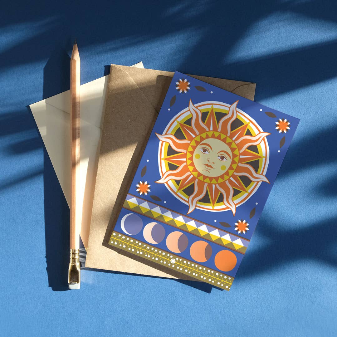 Sunbeam + Moon phases greetings Card