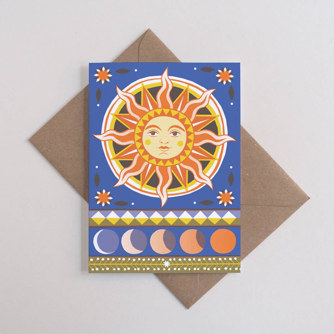 Sunbeam + Moon phases greetings Card