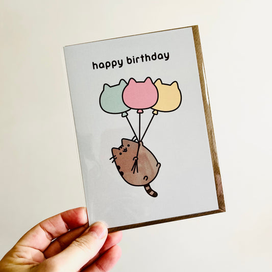 Pusheen Birthday Balloons Card