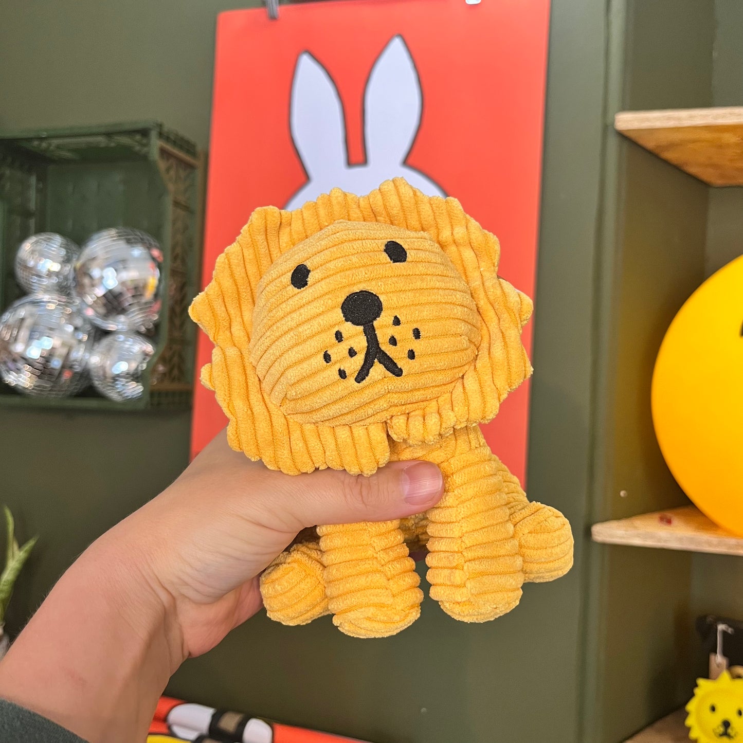 Lion Corduroy Yellow Plush