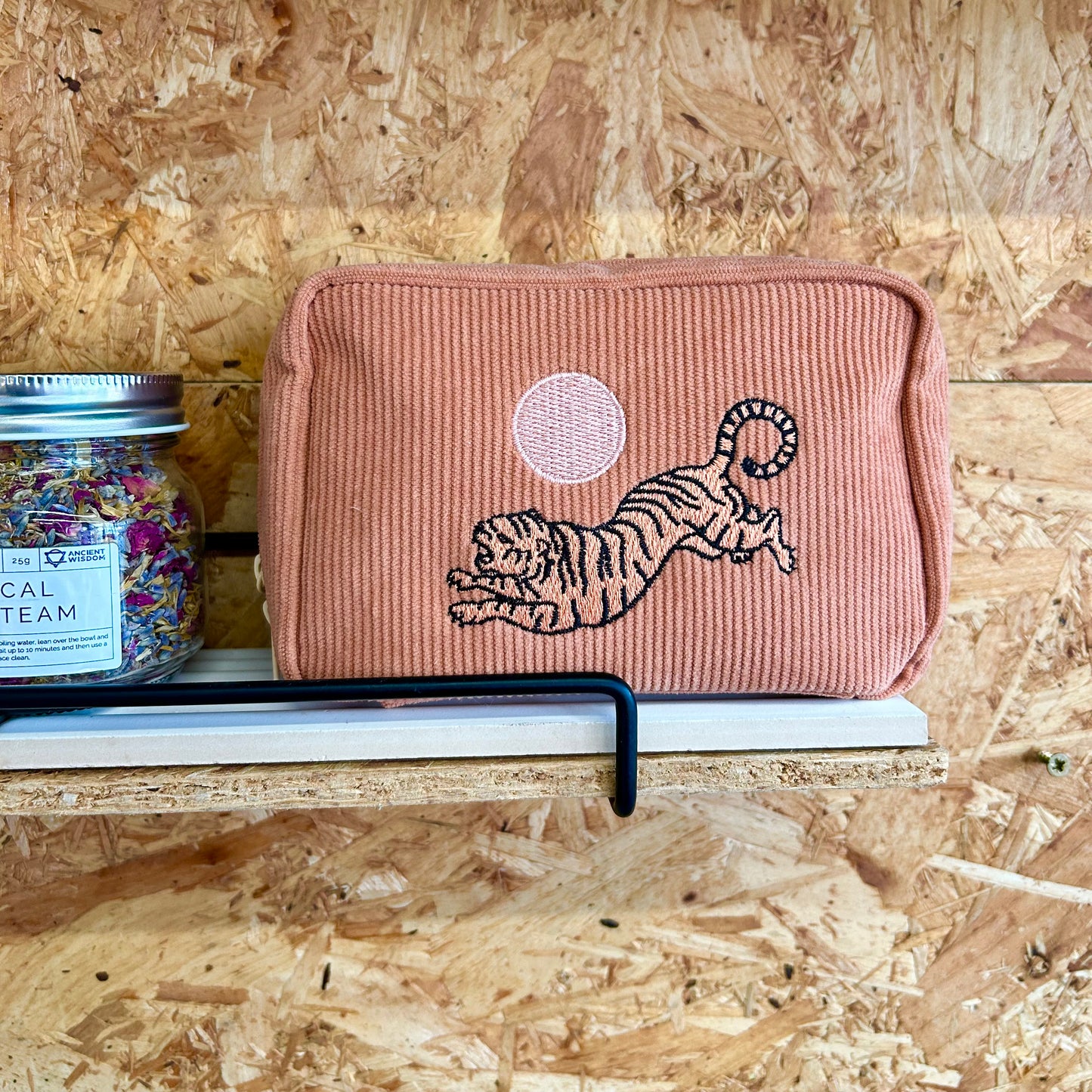 Tiger Corduroy Makeup Bag