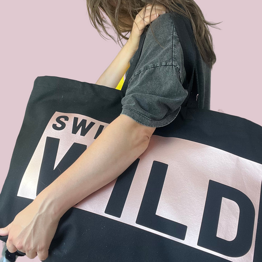 Black Jumbo Swim Wild bag - Rose Gold