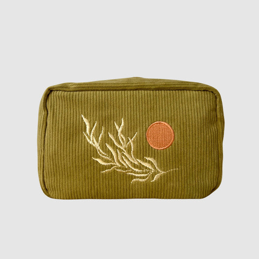 Corduroy Makeup Bag in Olive