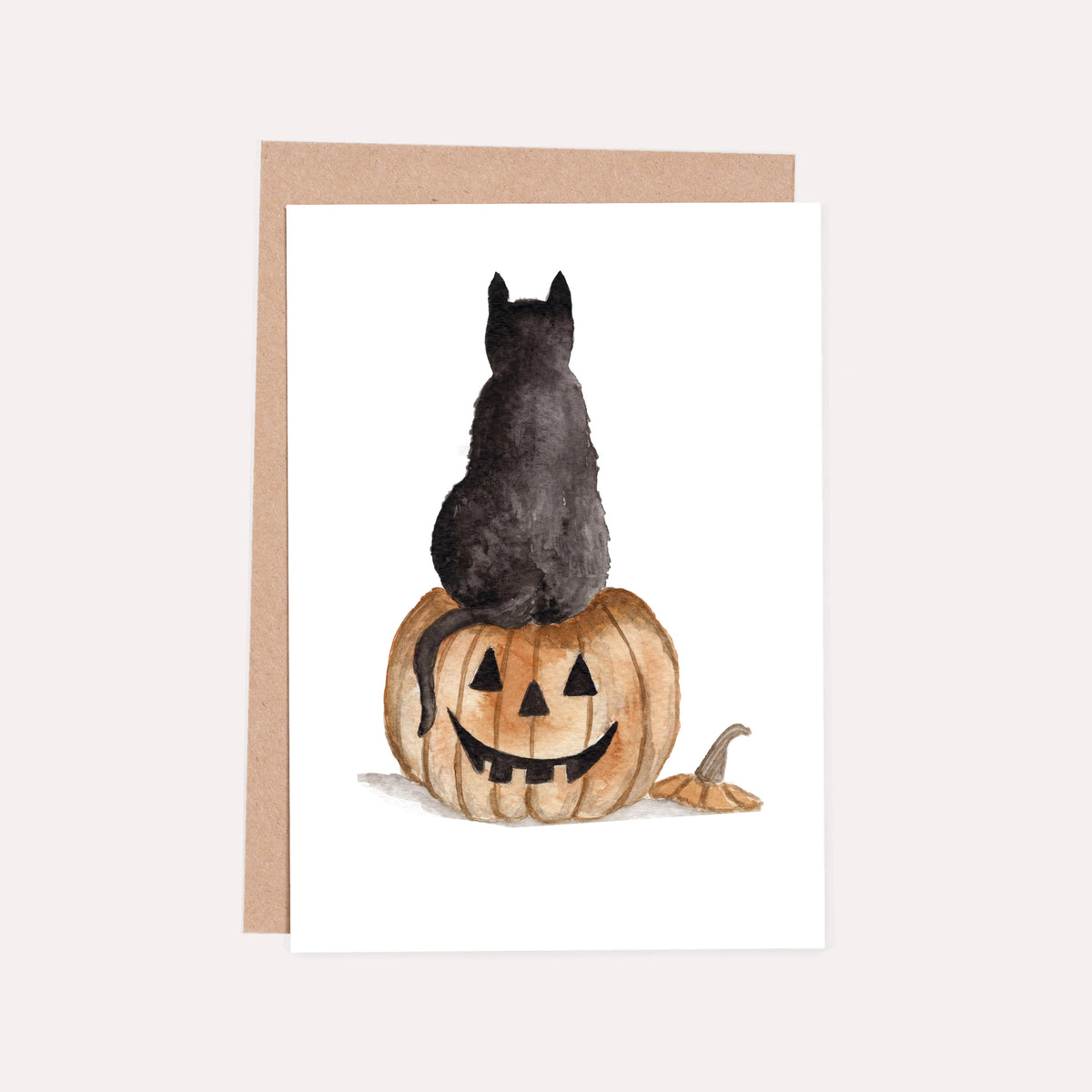 Halloween Pumpkin Cat Greeting Card