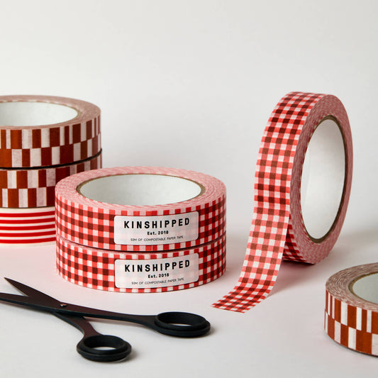 Red Gingham Paper Tape