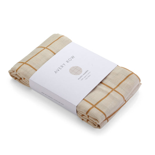 Large Organic Muslin cloth | Swaddle | Grid