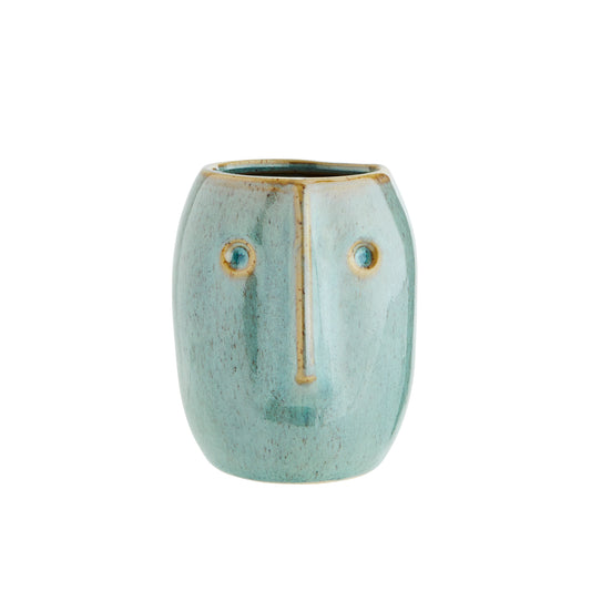 Long Face Small Plant Pot - Green