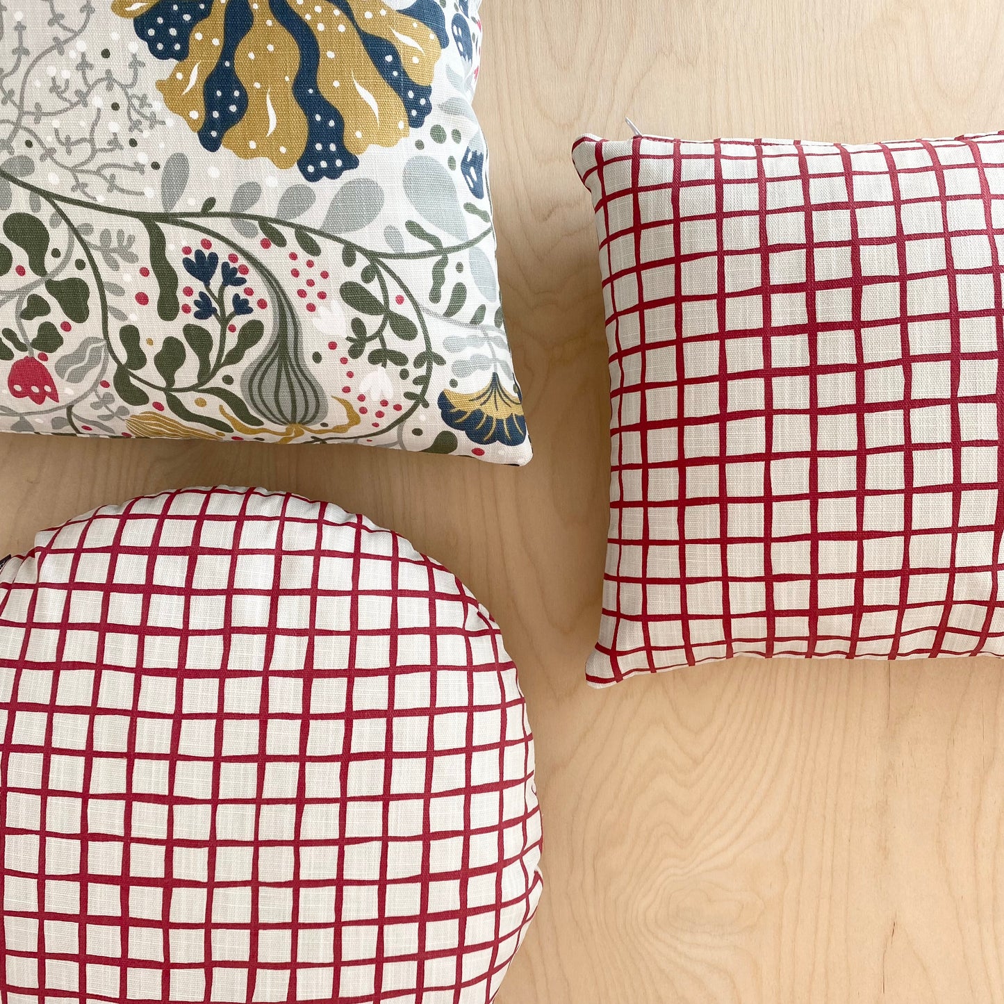 Grid Bolster Cushion - Red