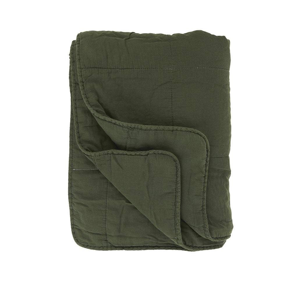 Scandi Vintage Style Quilt - Forest Green