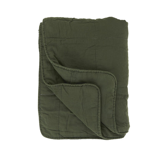 Scandi Vintage Style Quilt - Forest Green