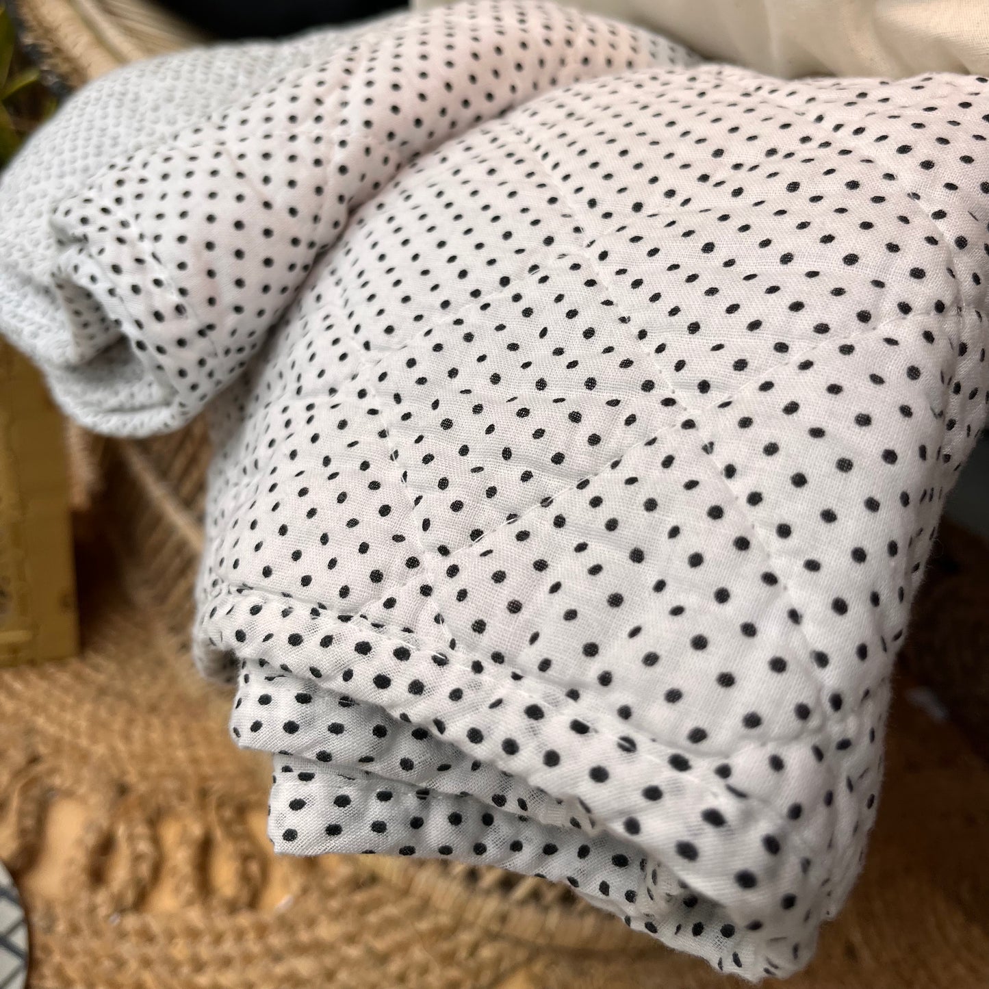 Scandi Vintage Style Quilt - Monochrome spot