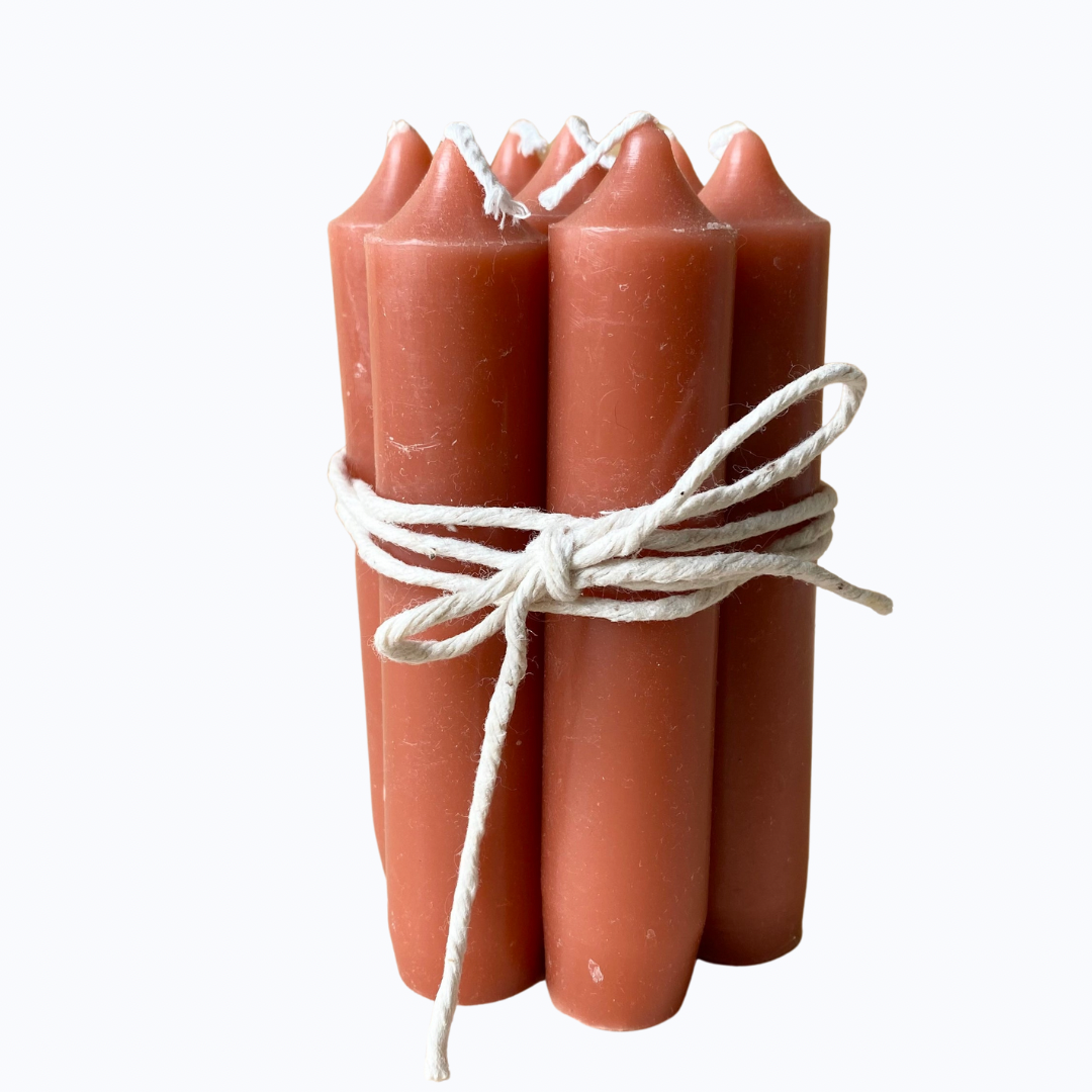 Short Dinner Candles | Bundle of 7 | Rust