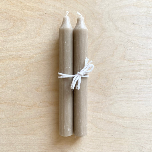 Standard Dinner Candles | Pair | Taupe